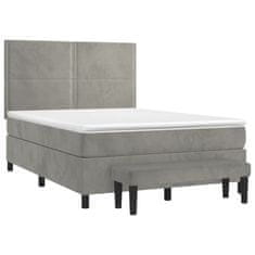 Vidaxl Box spring postelja z vzmetnico svetlo siva 140x200 cm žamet