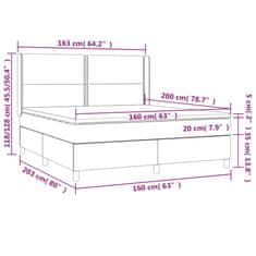 Vidaxl Box spring postelja z vzmetnico LED črna 160x200cm umetno usnje