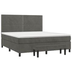 Vidaxl Box spring postelja z vzmetnico temno siva 180x200 cm žamet