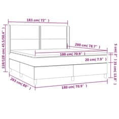 Vidaxl Box spring postelja z vzmetnico LED temno siva 180x200 cm žamet