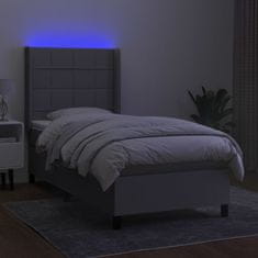 Vidaxl Box spring postelja z vzmetnico LED svetlo siva 90x190 cm blago