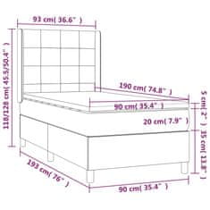 Vidaxl Box spring postelja z vzmetnico LED črna 90x190 cm žamet