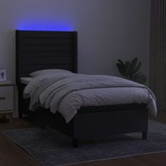Vidaxl Box spring postelja z vzmetnico LED črna 100x200 cm blago