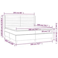 Vidaxl Box spring postelja z vzmetnico LED temno siva 200x200 cm žamet