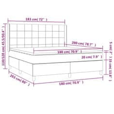 Vidaxl Box spring postelja z vzmetnico LED sv. siva 180x200 cm blago