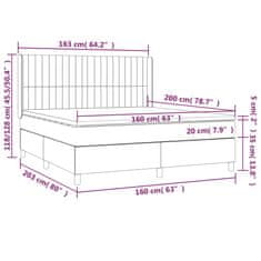 Vidaxl Box spring postelja z vzmetnico LED temno rjava 160x200cm blago