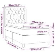 Vidaxl Box spring postelja z vzmetnico LED svetlo siva 80x200 cm žamet