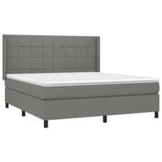Vidaxl Box spring postelja z vzmetnico LED temno siva 160x200 cm blago