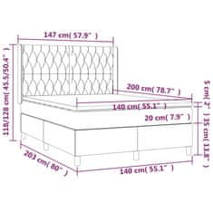 Vidaxl Box spring postelja z vzmetnico LED krem 140x200 cm blago