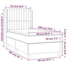 Vidaxl Box spring postelja z vzmetnico LED črna 90x190 cm žamet