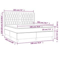 Vidaxl Box spring postelja z vzmetnico LED sv. siva 180x200 cm blago