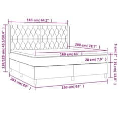 Vidaxl Box spring postelja z vzmetnico LED temno siva 160x200 cm žamet