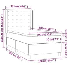 Vidaxl Box spring postelja z vzmetnico LED črna 100x200 cm blago