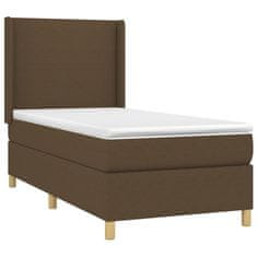 Vidaxl Box spring postelja z vzmetnico temno rjava 90x200 cm blago