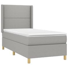 Vidaxl Box spring postelja z vzmetnico svetlo siva 90x200 cm blago
