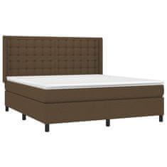 Vidaxl Box spring postelja z vzmetnico LED temno rjava 160x200cm blago