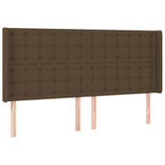 Vidaxl Box spring postelja z vzmetnico LED temno rjava 160x200cm blago