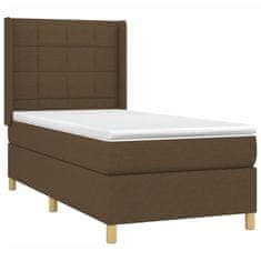 Vidaxl Box spring postelja z vzmetnico temno rjava 80x200 cm blago