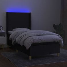 Vidaxl Box spring postelja z vzmetnico LED črna 100x200 cm blago