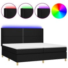 Greatstore Box spring postelja z vzmetnico LED črna 200x200 cm blago