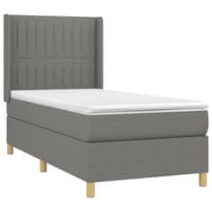 Vidaxl Box spring postelja z vzmetnico temno siva 80x200 cm blago