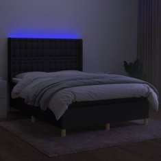 Vidaxl Box spring postelja z vzmetnico LED črna 140x190 cm blago