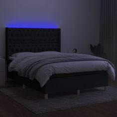 Vidaxl Box spring postelja z vzmetnico LED črna 140x200 cm blago