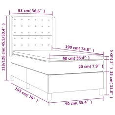 Vidaxl Box spring postelja z vzmetnico LED temno siva 90x190 cm blago