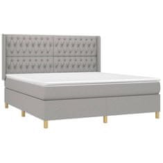 Vidaxl Box spring postelja z vzmetnico LED sv. siva 180x200 cm blago