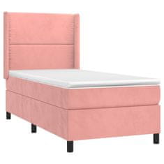 Vidaxl Box spring postelja z vzmetnico LED roza 100x200 cm žamet