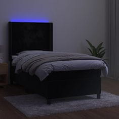 Vidaxl Box spring postelja z vzmetnico LED črna 90x190 cm žamet