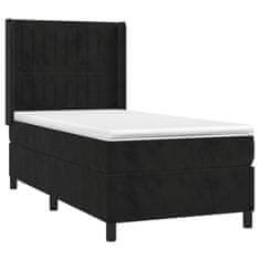 Vidaxl Box spring postelja z vzmetnico LED črna 90x190 cm žamet