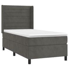 Vidaxl Box spring postelja z vzmetnico LED temno siva 80x200 cm žamet