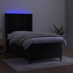 Vidaxl Box spring postelja z vzmetnico LED črna 90x190 cm žamet