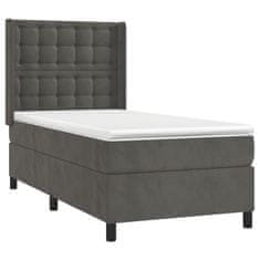 Vidaxl Box spring postelja z vzmetnico temno siva 80x200 cm žamet