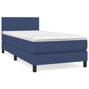 Vidaxl Box spring postelja z vzmetnico modra 100x200 cm blago