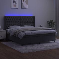Vidaxl Box spring postelja z vzmetnico LED temno siva 160x200 cm žamet