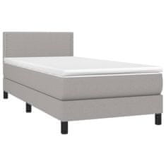 Vidaxl Box spring postelja z vzmetnico svetlo siv 100x200 cm blago