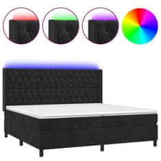 Vidaxl Box spring postelja z vzmetnico LED črna 200x200 cm žamet
