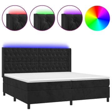 Vidaxl Box spring postelja z vzmetnico LED črna 200x200 cm žamet
