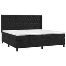 Vidaxl Box spring postelja z vzmetnico LED črna 200x200 cm žamet