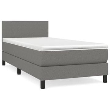 Vidaxl Box spring postelja z vzmetnico temno siva 100x200 cm blago