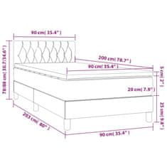 Vidaxl Box spring postelja z vzmetnico temno siva 90x200 cm blago
