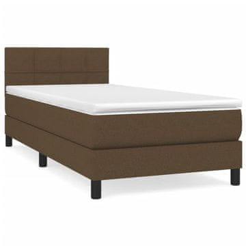Vidaxl Box spring postelja z vzmetnico temno rjav 90x190 cm blago