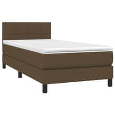 Vidaxl Box spring postelja z vzmetnico temno rjava 90x200 cm blago