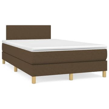 Vidaxl Box spring postelja z vzmetnico temno rjav 120x200 cm blago