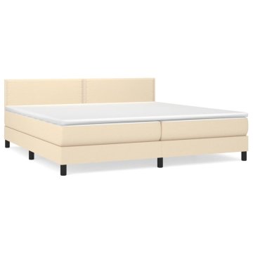 Vidaxl Box spring postelja z vzmetnico krem 200x200 cm blago