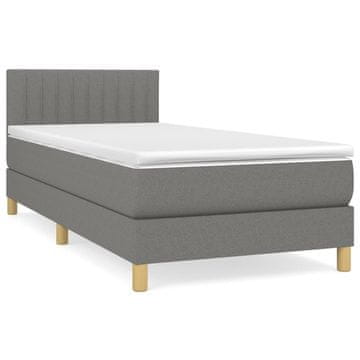 Vidaxl Box spring postelja z vzmetnico temno siva 90x190 cm blago