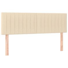 Vidaxl Box spring postelja z vzmetnico krem 140x190 cm blago
