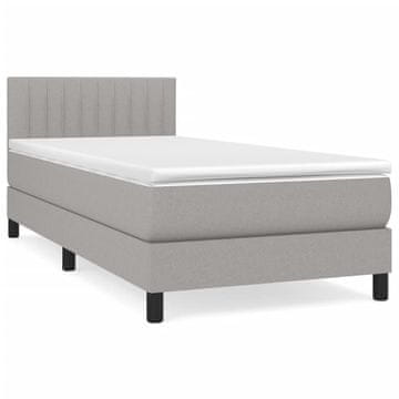Vidaxl Box spring postelja z vzmetnico svetlo siv 100x200 cm blago
